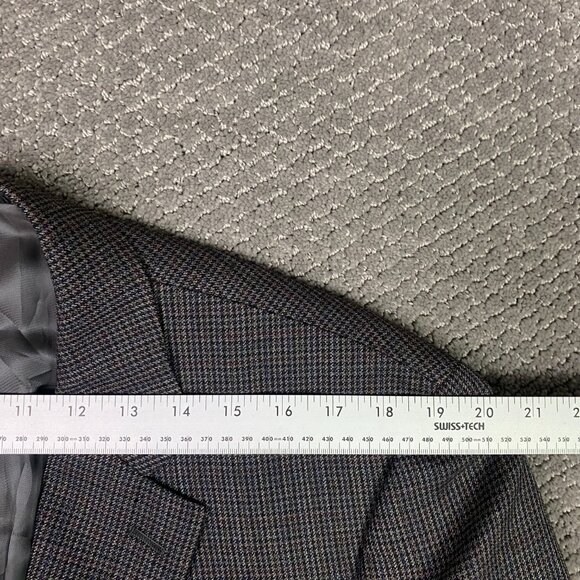 Lauren Ralph Lauren Houndstooth Blazer Men's 42L Gray Blue Red Wool 2 Button - Picture 11 of 15